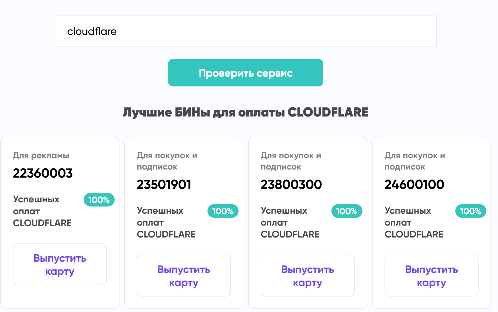 Подходящие типы карт в ПиплБот (pyyplbot) для Cloudflare